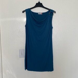 Michelle Jonas Blue Asymmetrical Sleeveless Tank Top